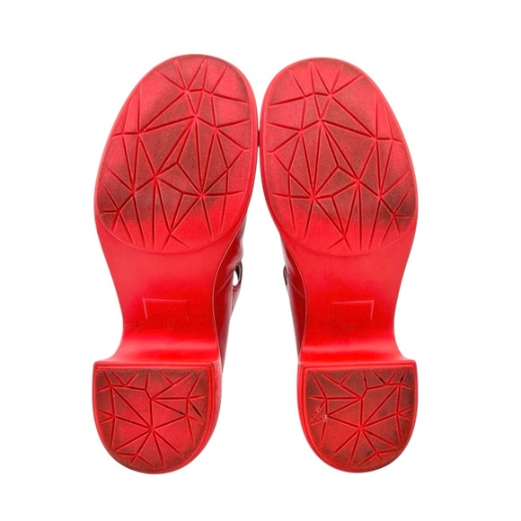 CAMPER Thelma Bright Red Curved Block Heel Leather Mary Jane Loafers sz 40 - Picture 7 of 8